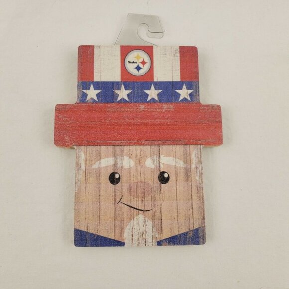 NFL Pittsburgh Steelers Uncle Sam Wooden Sign Americana Patriotic Decor - Picture 1 of 6